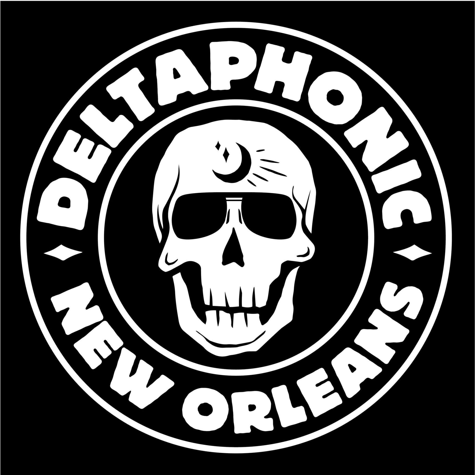 A black and white logo of the deltaphonic new orleans.