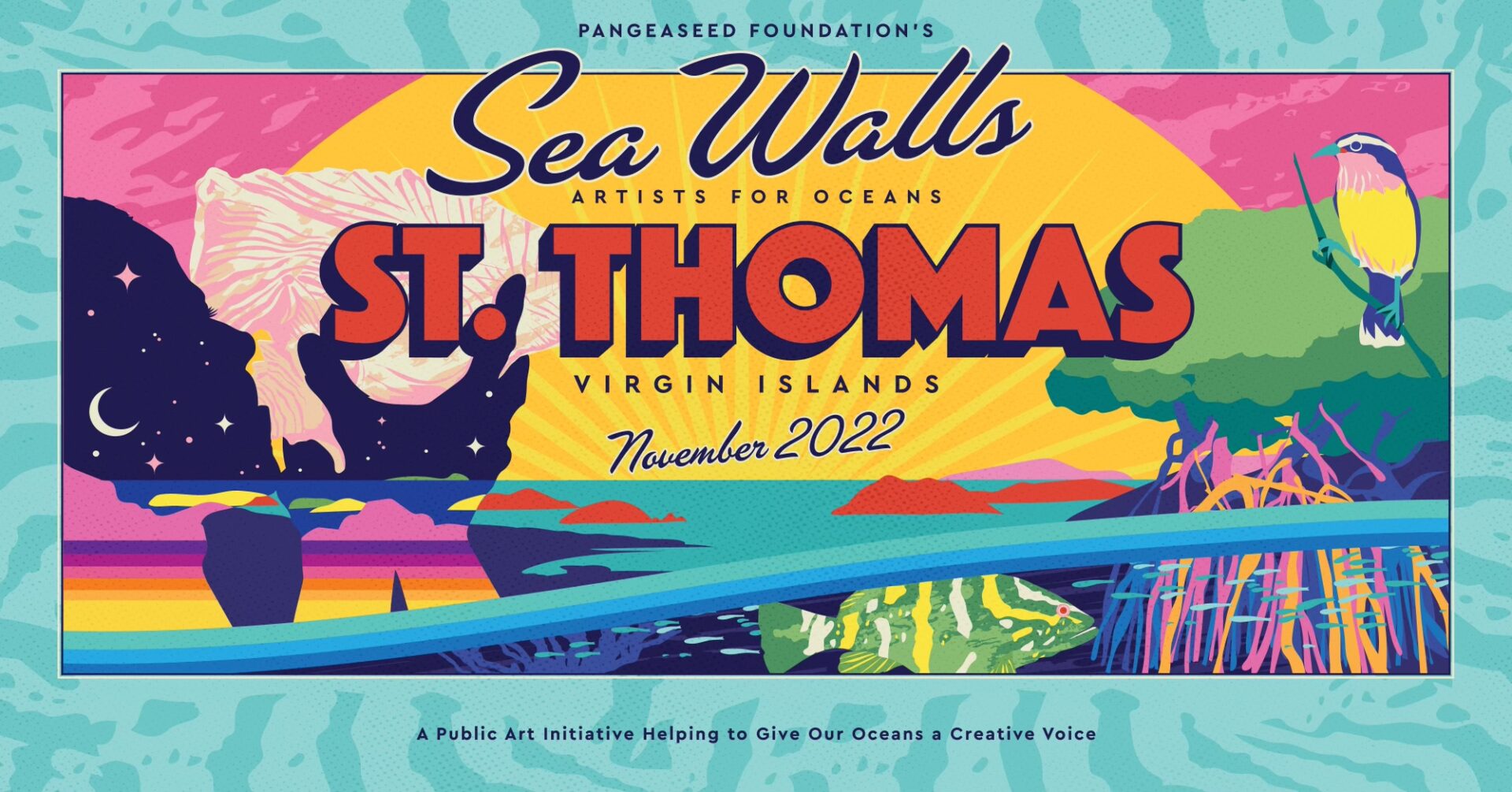A colorful poster of sea walls and st. Thomas